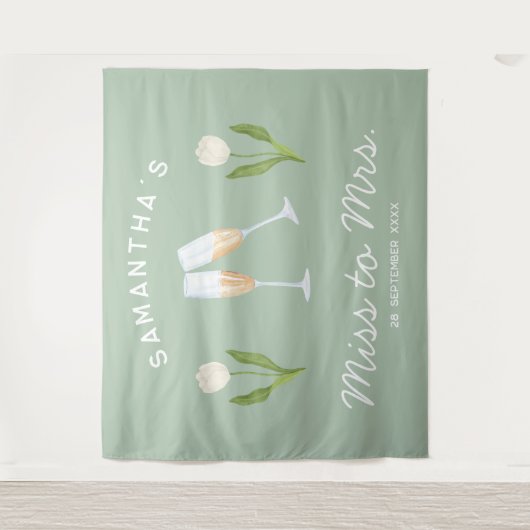 Champagne Bachelorette Party Miss naar Mrs Tulip Wandkleed (Voorkant)