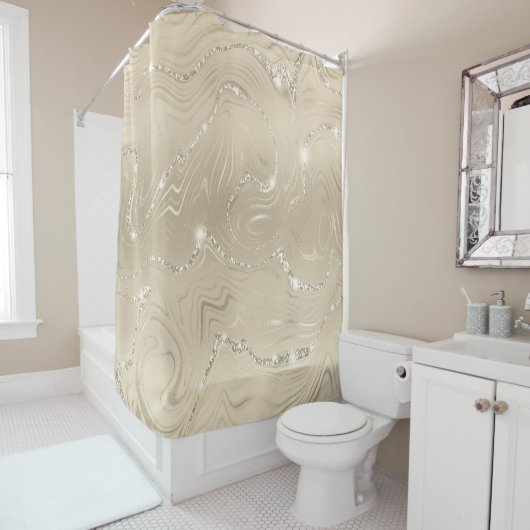 Champagne Background Beige Glitter Douchegordijn (In situ)