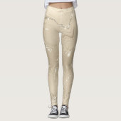 Champagne Background White en Beige Glitter Leggings (Voorkant)