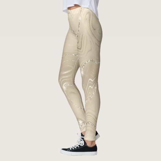 Champagne Background White en Beige Glitter Leggings (Links)