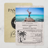 Champagne Bahamas Passport Uitnodiging voor het Hu (Voorkant / Achterkant)