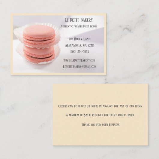 Champagne Bakery Baker Pastry Chef Roze Macarons Visitekaartje (Voorkant / Achterkant)