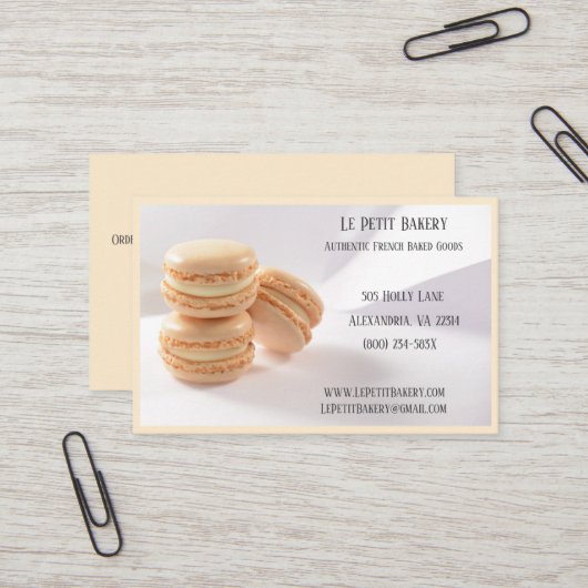 Champagne Bakery Baker Pastry Chef Vanilla Macaron Visitekaartje (Voorkant / Achterkant in situ)