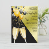 Champagne & ballonnen 40e verjaardag kaart (Staand voorkant)