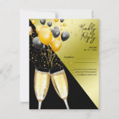 Champagne & ballonnen 40e verjaardag RSVP kaartje (Voorkant)