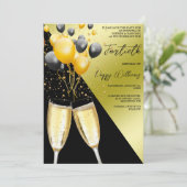 Champagne & ballonnen 40e verjaardag save the date (Staand voorkant)