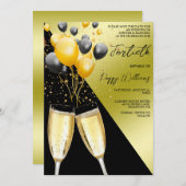 Champagne & ballonnen 40e verjaardag save the date (Voorkant / Achterkant)