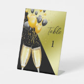 Champagne & ballonnen 40e verjaardag Tafelnummer Reclamebord Met Voetstuk (Voorkant)