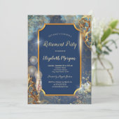 Champagne Ballonnen Retro Goud Lijst Pensioen Kaart (Staand voorkant)