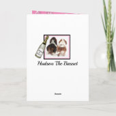 Champagne & Basset Hound op een leuke Kaart (Achterkant)