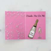 Champagne & Basset Hound op een leuke Kaart (Binnen)