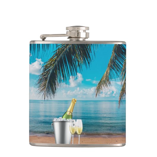 Champagne Beach Flask Heupfles (Voorkant)