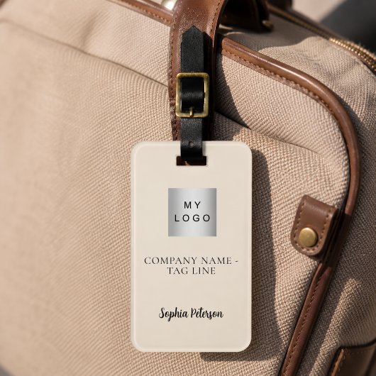 Champagne beige bedrijfslogo naam bagagelabel