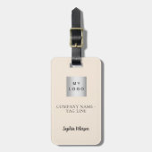 Champagne beige bedrijfslogo naam bagagelabel (Voorkant verticaal)