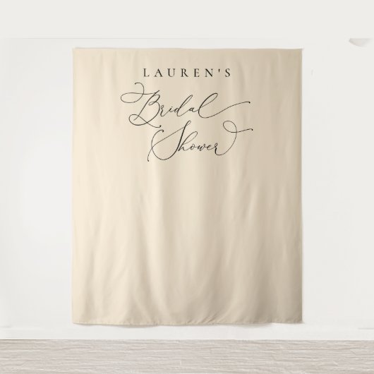 Champagne Beige Bruiloft Feest Foto Achtergrond Wandkleed (Voorkant)