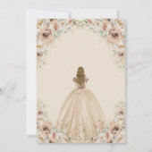 Champagne Beige Crème Bloemen Prinses Quinceanera Kaart (Achterkant)