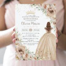 Champagne Beige Crème Bloemen Prinses Quinceañera