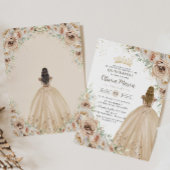 Champagne Beige Crème Bloemen Prinses Quinceanera Kaart