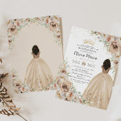 Champagne Beige Crème Bloemen Prinses Quinceañera Kaart
