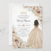 Champagne Beige Crème Bloemen Prinses Quinceañera Kaart (Voorkant)
