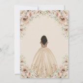 Champagne Beige Crème Bloemen Prinses Quinceañera Kaart (Achterkant)