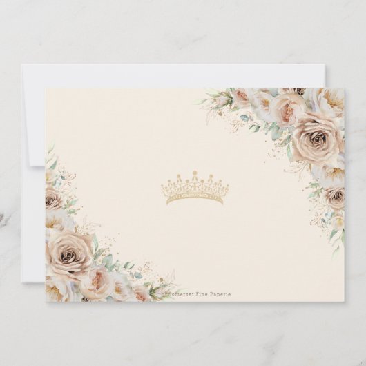 Champagne Beige Crème Goud Bloemen Quinceañera Save The Date (Achterkant)