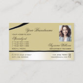Champagne Beige Curved Decor Lines Logo en foto Visitekaartje (Achterkant)