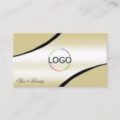 Champagne Beige Curved Decor Lines Logo en foto Visitekaartje (Voorkant)