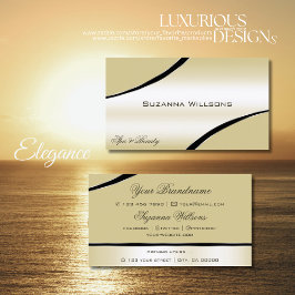 Champagne Beige gebogen decor lijnen glinsteren Visitekaartje