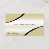 Champagne Beige gebogen decorlijnen met QR-code Visitekaartje (Voorkant)