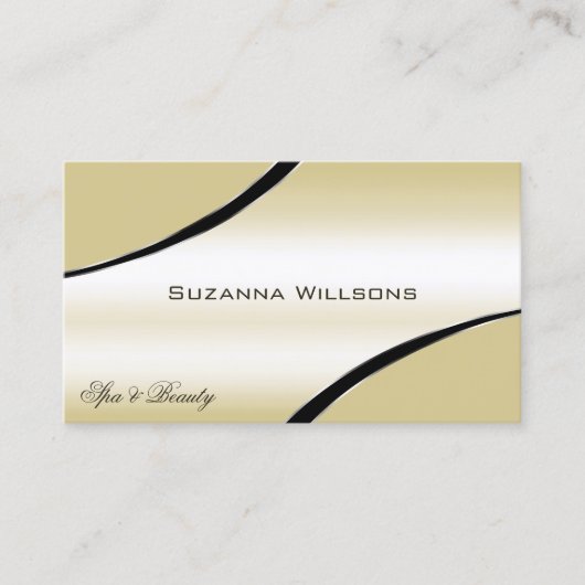 Champagne Beige gebogen decorlijnen met QR-code Visitekaartje (Voorkant)