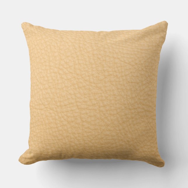 Champagne Beige Leather look Print Pillow Kussen (Voorkant)