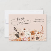 Champagne Beige & Sinaasappel Rustiek Bloemen w Me RSVP Kaartje (Voorkant)