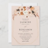 Champagne Beige & Sinaasappel rustieke bloemenbrui Kaart (Voorkant)