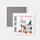 CHAMPAGNE BEWAAR DE DATUM Custom Magnet Favor (Voorkant / Achterkant)