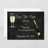 Champagne Bewaar de datum (zwart) Aankondigingskaart (Voorkant / Achterkant)