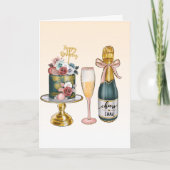 Champagne | Birthday Cake Kaart (Voorkant)
