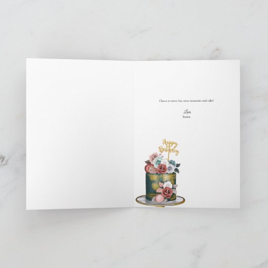 Champagne | Birthday Cake Kaart (Binnen)