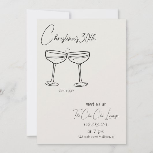 Champagne Birthday Invitation Kaart (Voorkant)