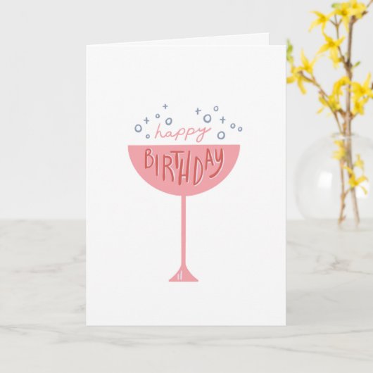 Champagne Birthday Kaart (Gele Bloem)