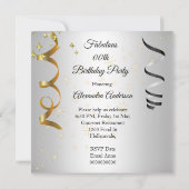 Champagne Birthday party Gold high Heels Silver Kaart (Achterkant)