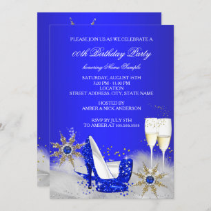 Champagne Birthday Party Royal Blue High Heels Kaart