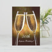 Champagne Birthday Uitnodiging (Staand voorkant)