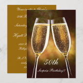 Champagne Birthday Uitnodiging (Voorkant / Achterkant)