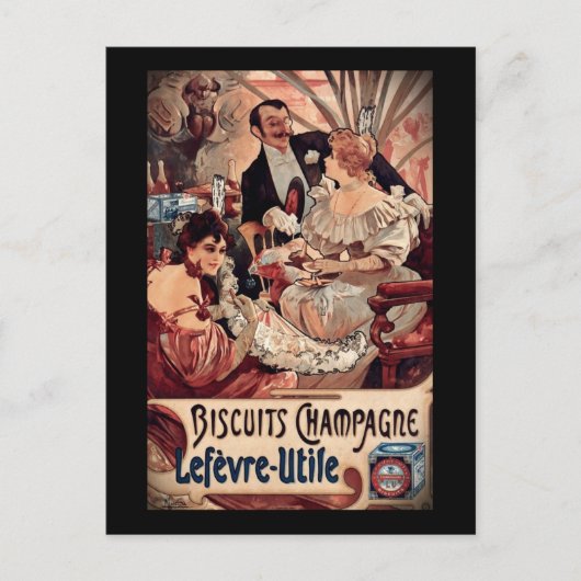 Champagne Biscuits 1896 Briefkaart (Voorkant)