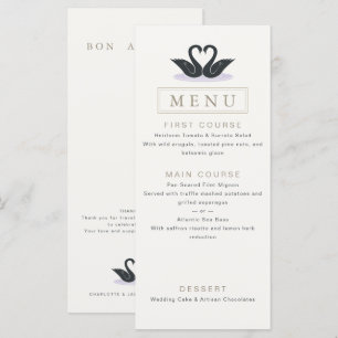 Champagne Black Tie Elegante Zwanen Huwelijk Menu
