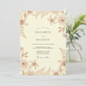 Champagne Blad Bruiloft Kaart (Staand voorkant)