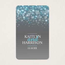 Champagne blauwe grijze bruiloft visitekaartje