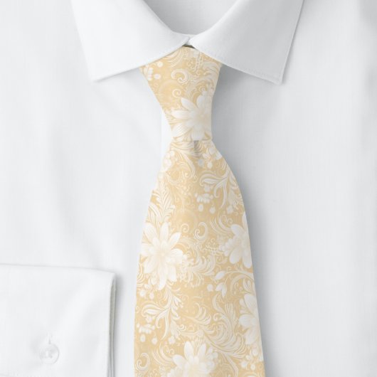 Champagne Bloem Batik Stropdas