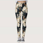 Champagne Bloem Bloemen Nieuwjaar Bruiloft Leggings (Voorkant)